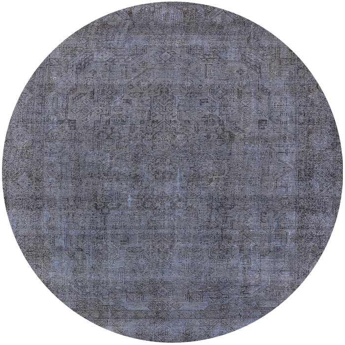 Round Machine Washable Industrial Modern Light Slate Gray Rug, wshurb2140