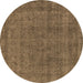 Round Machine Washable Oriental Brown Industrial Rug, wshurb2140brn