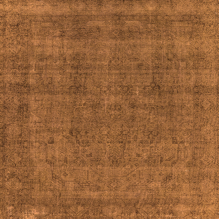 Square Machine Washable Oriental Orange Industrial Area Rugs, wshurb2140org