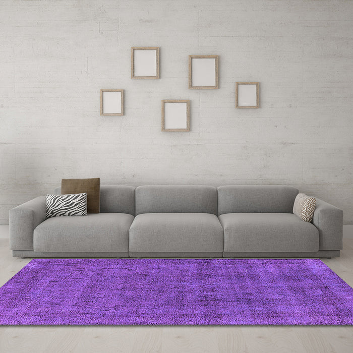 Machine Washable Oriental Purple Industrial Area Rugs in a Living Room, wshurb2140pur