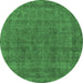 Round Oriental Emerald Green Industrial Rug, urb2140emgrn