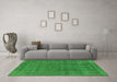 Machine Washable Oriental Green Industrial Area Rugs in a Living Room,, wshurb2140grn