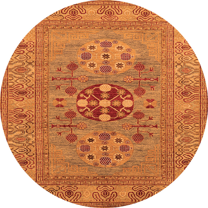 Round Oriental Orange Industrial Rug, urb2141org
