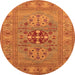 Round Oriental Orange Industrial Rug, urb2141org