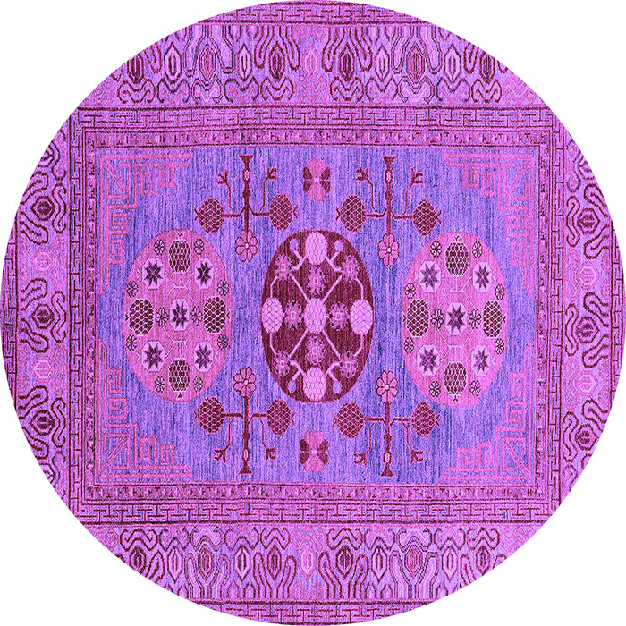 Round Oriental Purple Industrial Rug, urb2141pur