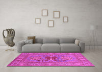 Machine Washable Oriental Pink Industrial Rug, wshurb2141pnk