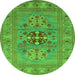 Round Oriental Green Industrial Rug, urb2141grn