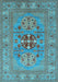 Machine Washable Oriental Light Blue Industrial Rug, wshurb2141lblu