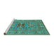 Sideview of Machine Washable Oriental Turquoise Industrial Area Rugs, wshurb2141turq