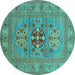 Round Oriental Turquoise Industrial Rug, urb2141turq