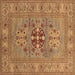 Square Machine Washable Oriental Brown Industrial Rug, wshurb2141brn