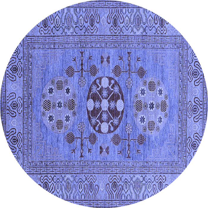 Round Oriental Blue Industrial Rug, urb2141blu
