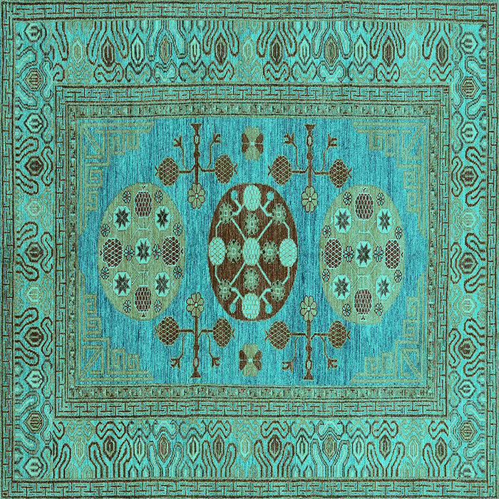 Square Oriental Turquoise Industrial Rug, urb2141turq
