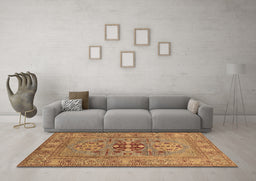 Machine Washable Oriental Brown Industrial Rug in a Living Room,, wshurb2141brn