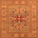 Square Machine Washable Oriental Orange Industrial Area Rugs, wshurb2141org