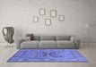 Machine Washable Oriental Blue Industrial Rug in a Living Room, wshurb2141blu