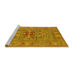 Sideview of Machine Washable Oriental Yellow Industrial Rug, wshurb2141yw