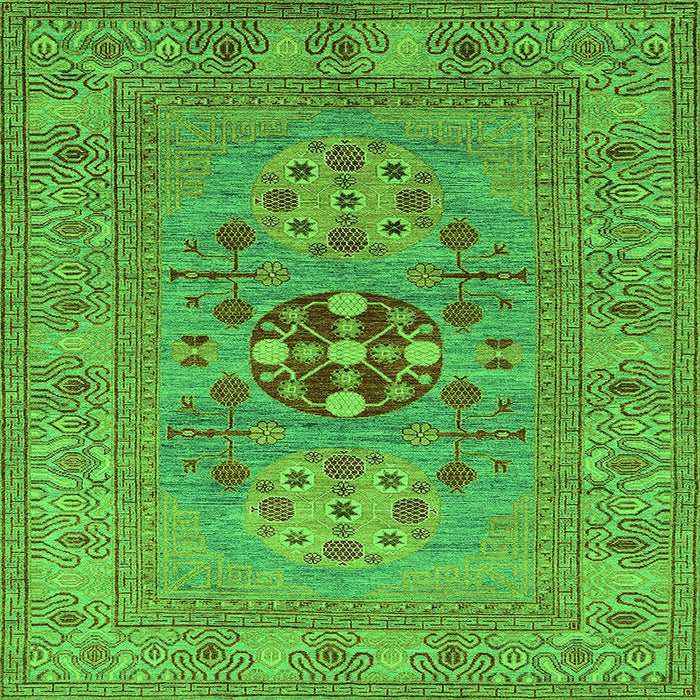 Square Oriental Green Industrial Rug, urb2141grn