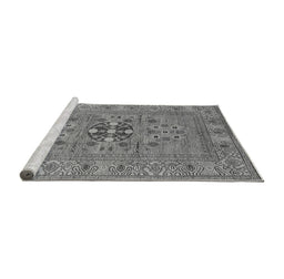 Sideview of Machine Washable Oriental Gray Industrial Rug, wshurb2141gry
