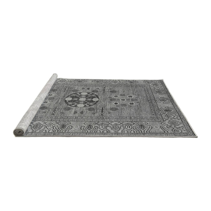 Sideview of Machine Washable Oriental Gray Industrial Rug, wshurb2141gry