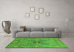 Machine Washable Oriental Green Industrial Area Rugs in a Living Room,, wshurb2141grn