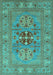 Machine Washable Oriental Turquoise Industrial Area Rugs, wshurb2141turq