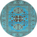 Round Oriental Light Blue Industrial Rug, urb2141lblu