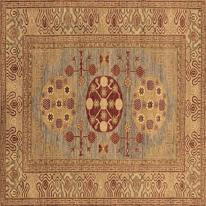 Square Oriental Brown Industrial Rug, urb2141brn