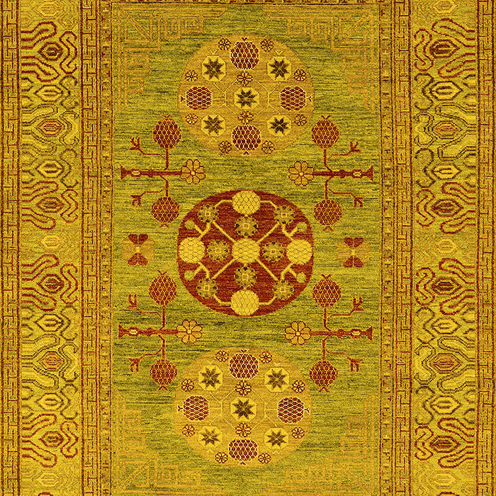 Machine Washable Oriental Yellow Industrial Rug, wshurb2141yw