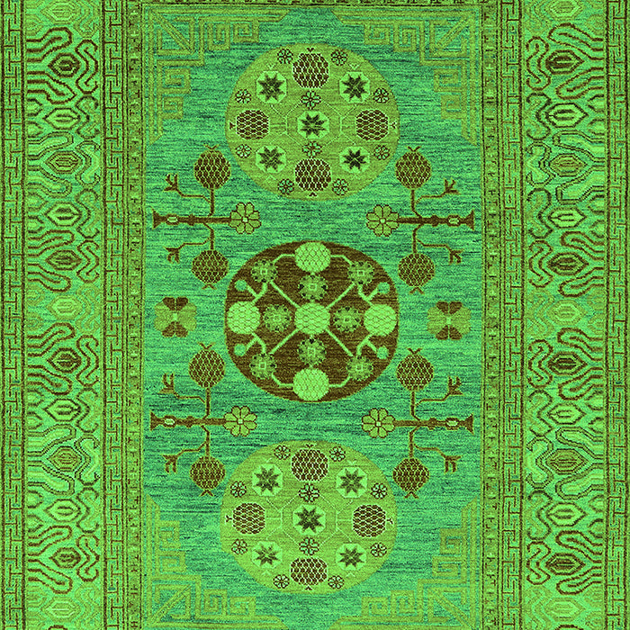 Machine Washable Oriental Green Industrial Area Rugs, wshurb2141grn