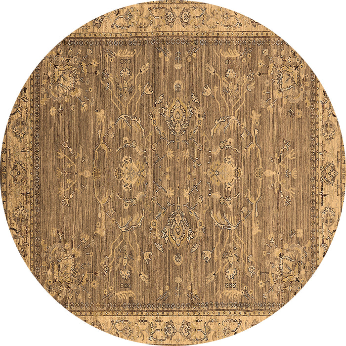 Round Oriental Brown Industrial Rug, urb2142brn