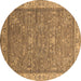 Round Oriental Brown Industrial Rug, urb2142brn