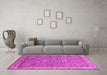 Machine Washable Oriental Pink Industrial Rug in a Living Room, wshurb2142pnk