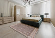 Mid-Century Modern Brown Oriental Rug in a Bedroom, urb2142