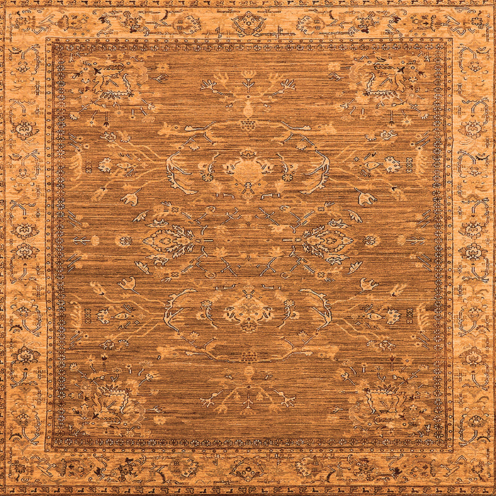 Square Machine Washable Oriental Orange Industrial Area Rugs, wshurb2142org