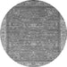 Round Machine Washable Oriental Gray Industrial Rug, wshurb2142gry