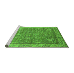 Sideview of Machine Washable Oriental Green Industrial Area Rugs, wshurb2142grn