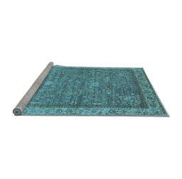 Sideview of Machine Washable Oriental Light Blue Industrial Rug, wshurb2142lblu