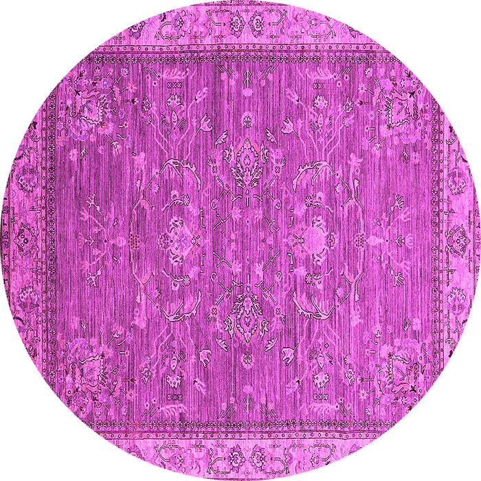 Round Machine Washable Oriental Pink Industrial Rug, wshurb2142pnk