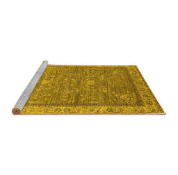 Sideview of Machine Washable Oriental Yellow Industrial Rug, wshurb2142yw