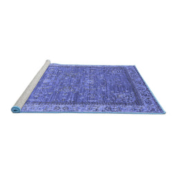 Sideview of Machine Washable Oriental Blue Industrial Rug, wshurb2142blu