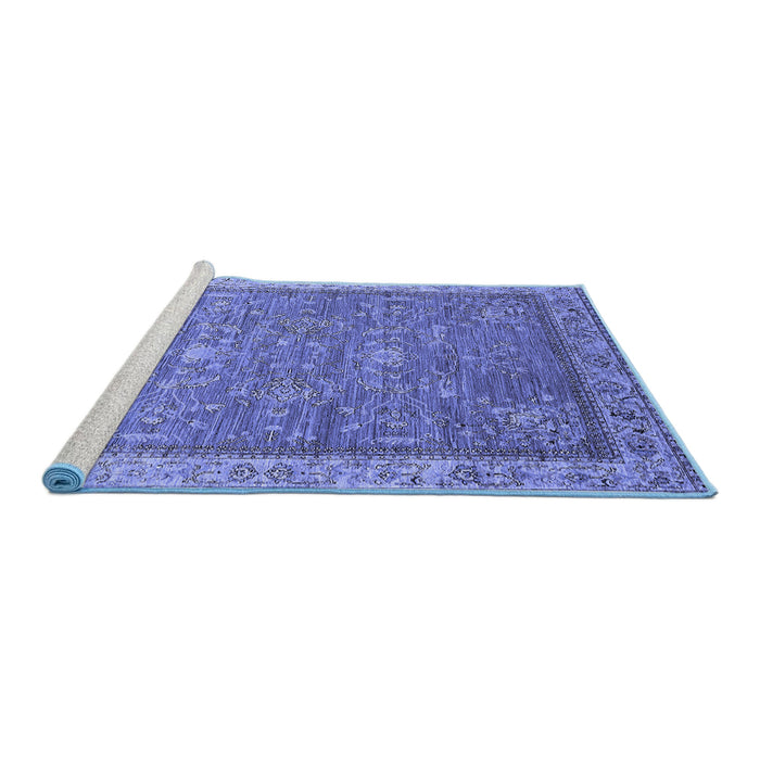 Sideview of Machine Washable Oriental Blue Industrial Rug, wshurb2142blu