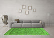 Machine Washable Oriental Green Industrial Area Rugs in a Living Room,, wshurb2142grn