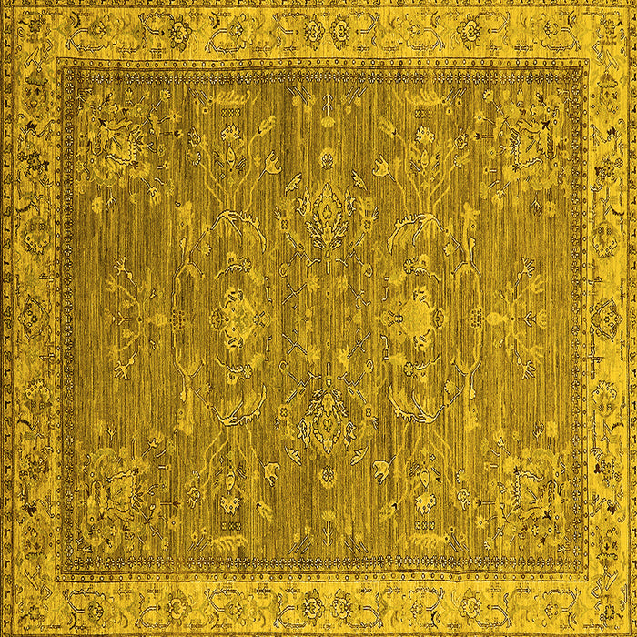 Square Machine Washable Oriental Yellow Industrial Rug, wshurb2142yw