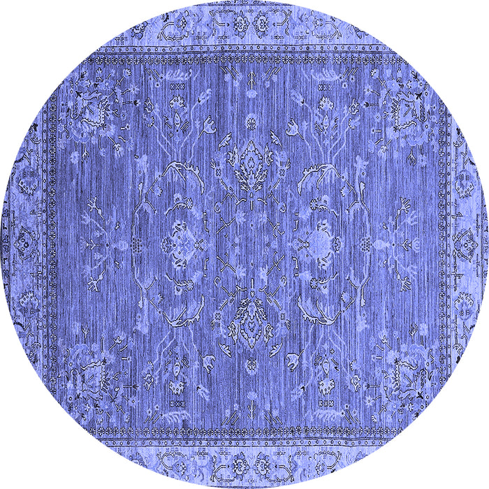 Round Oriental Blue Industrial Rug, urb2142blu