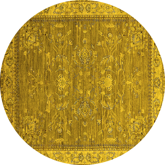 Round Oriental Yellow Industrial Rug, urb2142yw