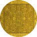 Round Oriental Yellow Industrial Rug, urb2142yw