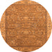 Round Machine Washable Oriental Orange Industrial Area Rugs, wshurb2142org