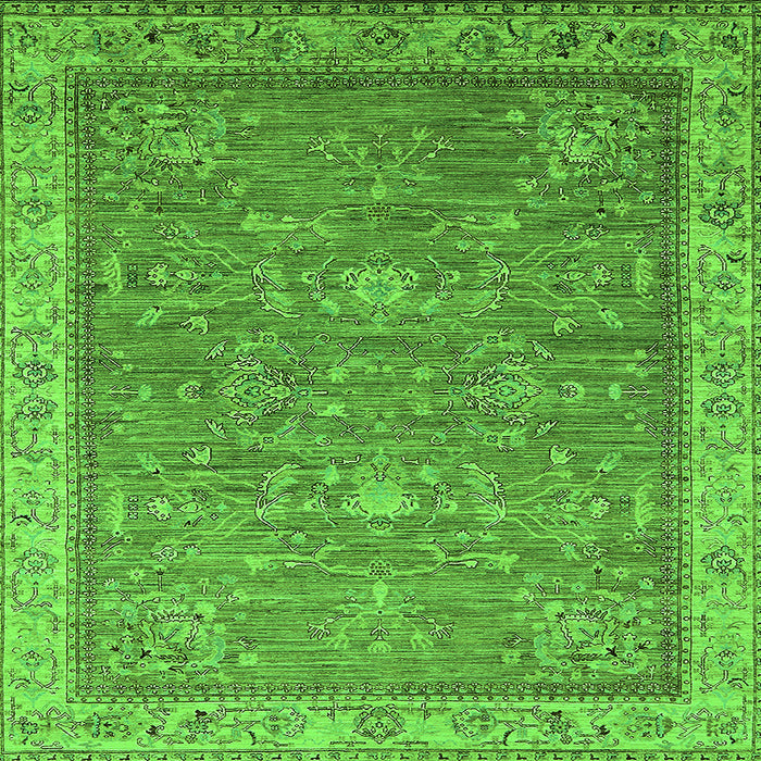 Square Machine Washable Oriental Green Industrial Area Rugs, wshurb2142grn