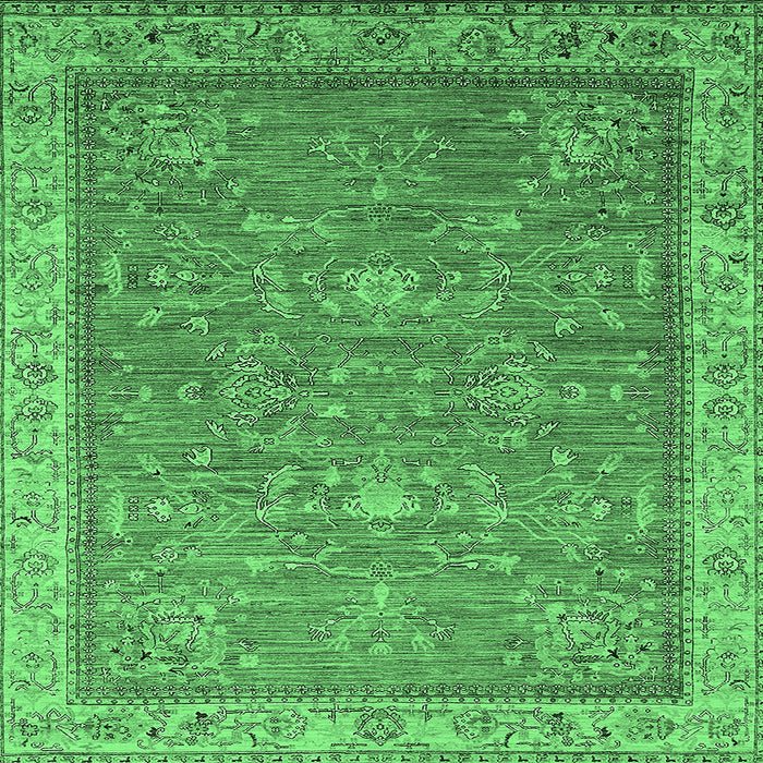 Square Machine Washable Oriental Emerald Green Industrial Area Rugs, wshurb2142emgrn
